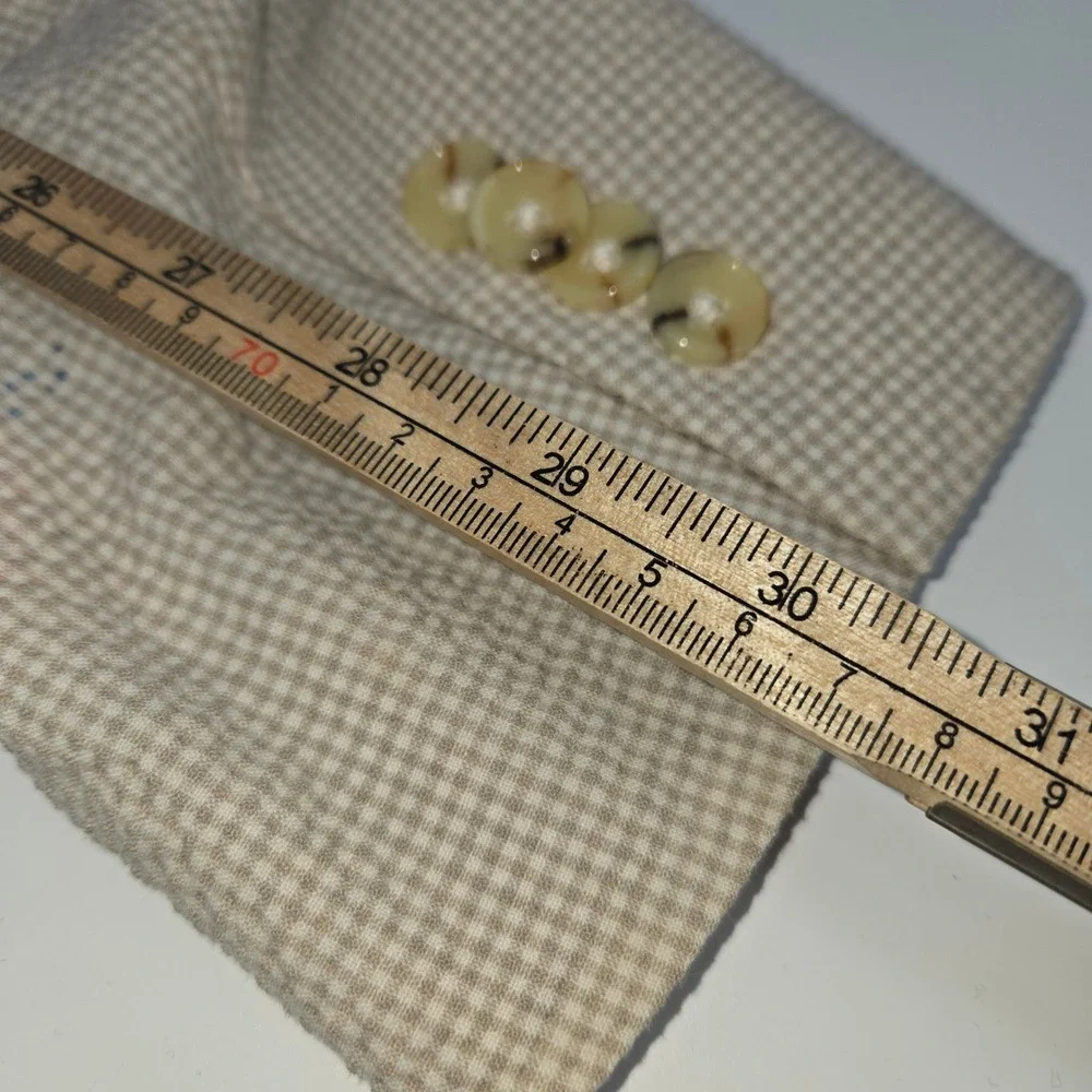 Indochino Blazer Mens Custom Tan Gingham‎ Wool Blend Tropical Flamingo Lining